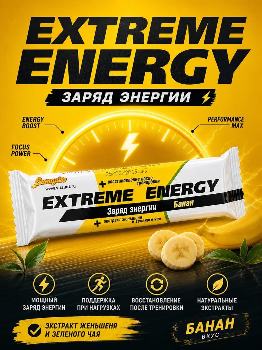 Дизайнерская обложка: энергетический батончик Extreme Energy