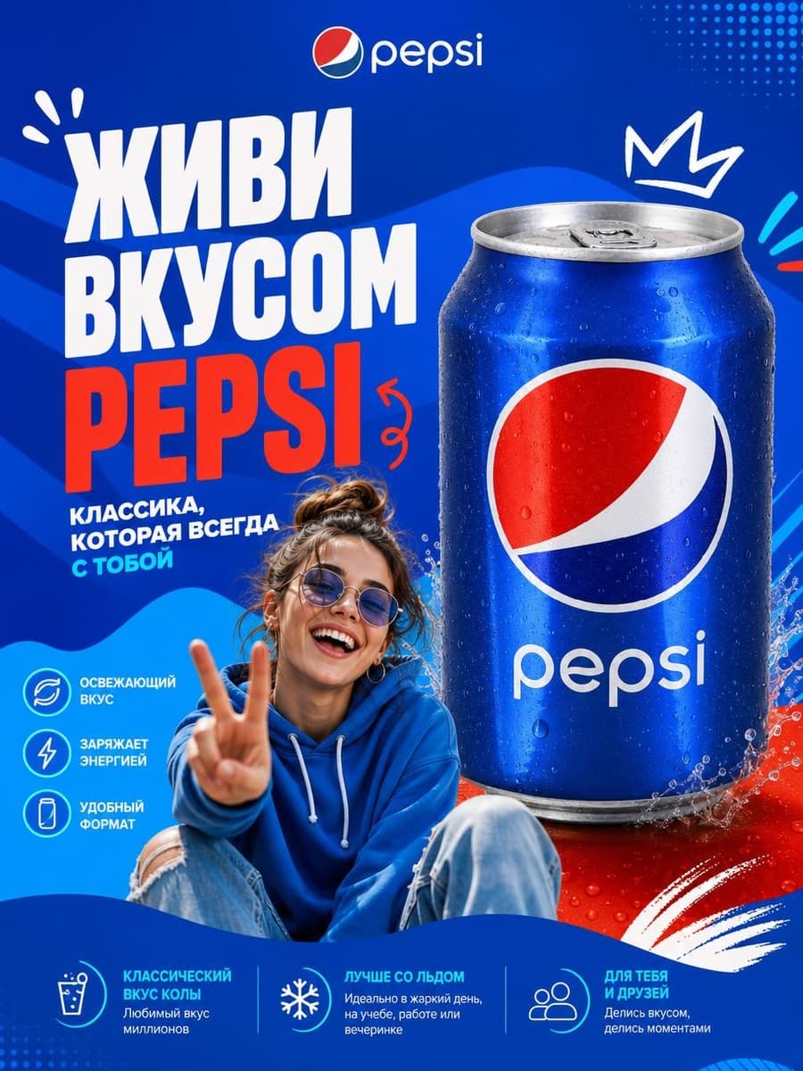 Дизайнерская обложка: напиток Pepsi